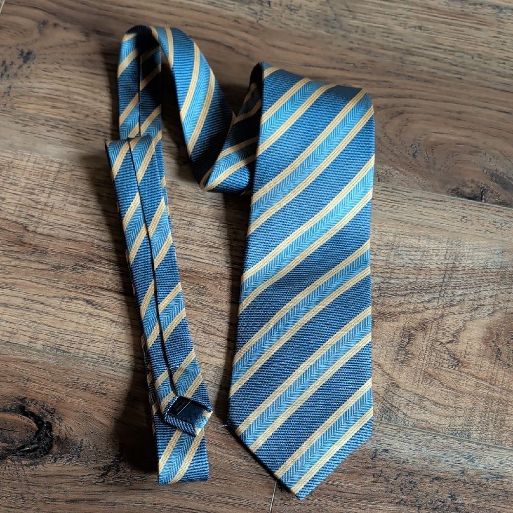 Firenze Pure Silk Tie, Blue, Gold